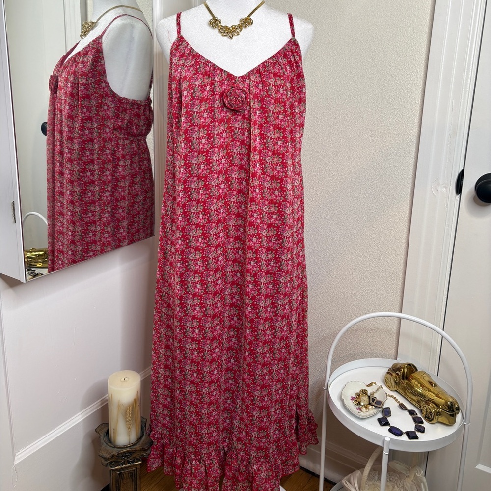 Mimi Chica Red Floral Midi Dress